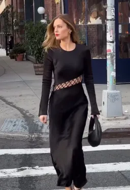 Shona Joy Arienzo Asymmetrical Lace Up Maxi Dress Black Size 8 for rent on The Volte - image 3