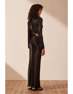 Shona Joy Arienzo Asymmetrical Lace Up Maxi Dress Black Size 8 for rent on The Volte - image 5