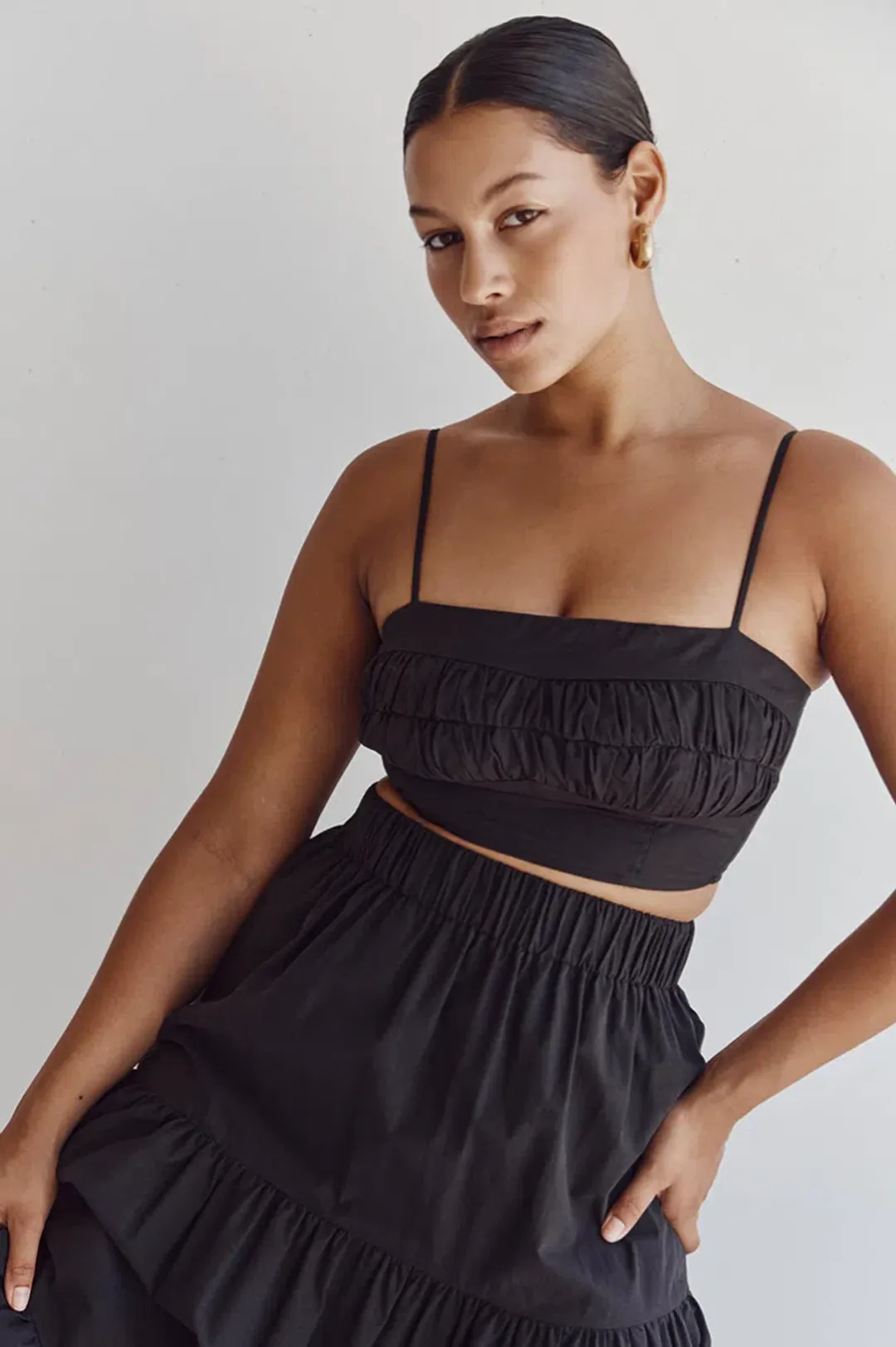Dissh Elsa Cotton Crop Top & Skirt Set Black Size 6 for rent on The Volte - main image