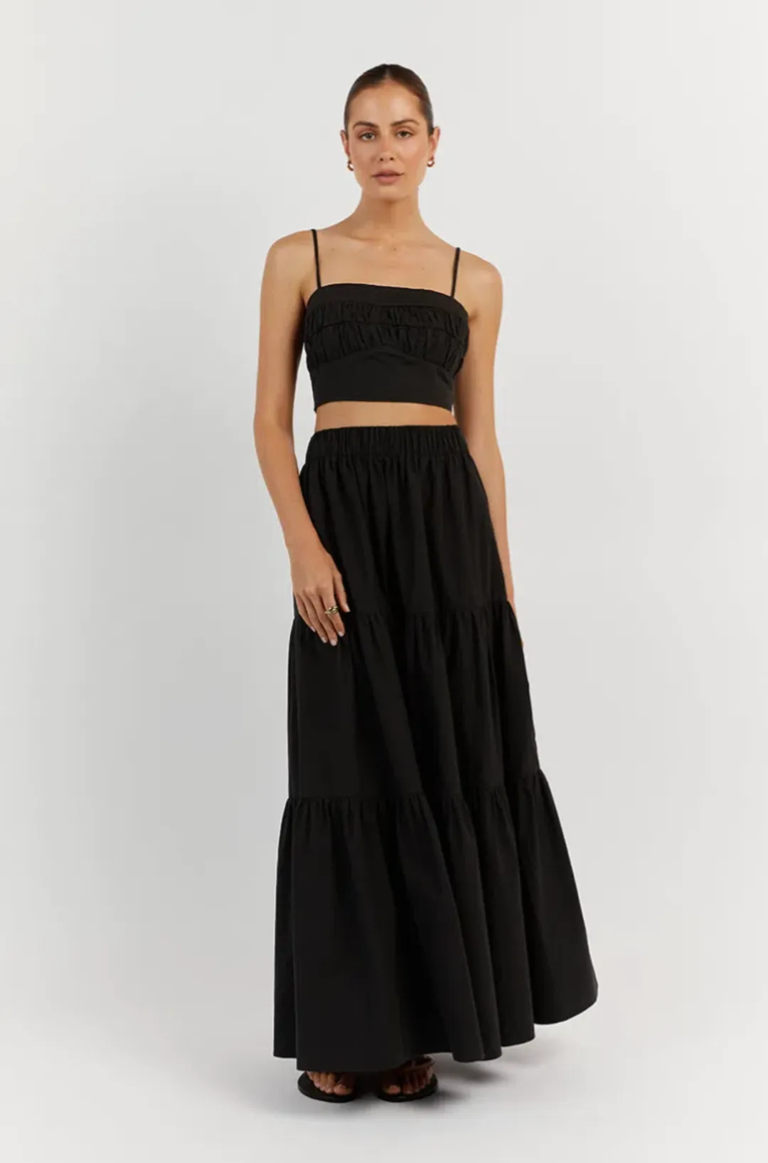 Dissh Elsa Cotton Crop Top & Skirt Set Black Size 6 for rent on The Volte - main image