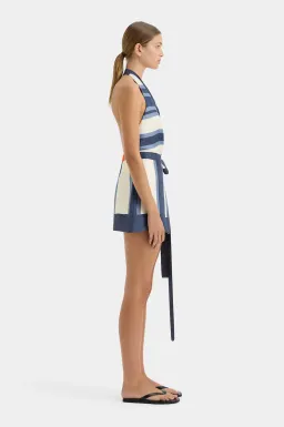Sir The Label Dazed Wrap Halter Mini Dress Blue Studio Print Size 1 / AU 6-8 for rent on The Volte - image 6