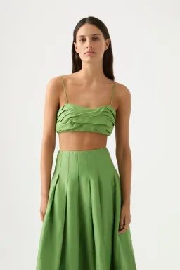 Aje Thea Draped Twist Crop Top and Paradiso Cinched Midi Skirt Set Fern Green Size 8 for rent on The Volte - image 2