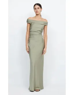 Bec & Bridge Eternity Off Shoulder Maxi Dress Sage Size 8 for rent on The Volte - image 1