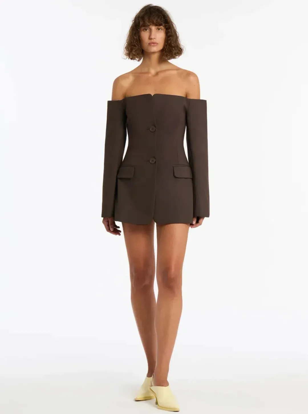 Sir The Label Sandrine Tailored Mini Dress Chocolate Size 1/Au 8 for rent on The Volte - main image
