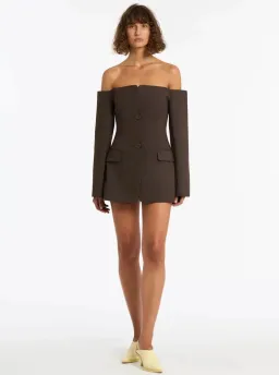 Sir The Label Sandrine Tailored Mini Dress Chocolate Size 1/Au 8 for rent on The Volte - image 2