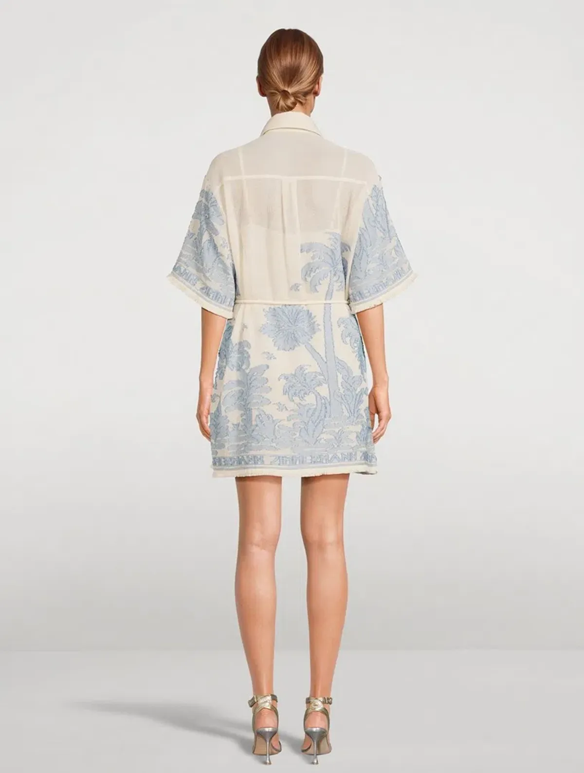 Zimmermann Ottie Palm Mini Dress Cream Blue Size 0/ AU 8 - Image 3