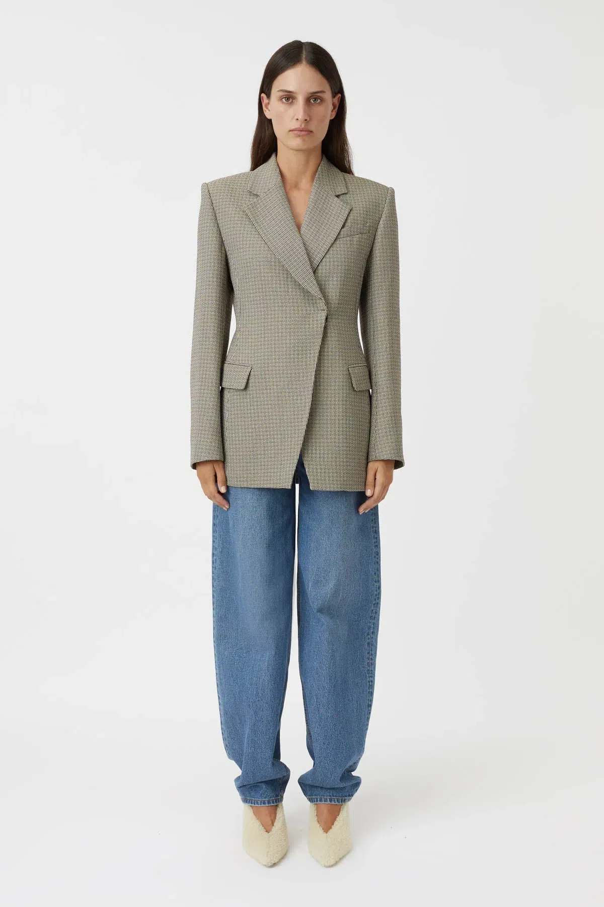 Camilla And Marc Banks Blazer Black Houndstooth Size 8 - Image 1