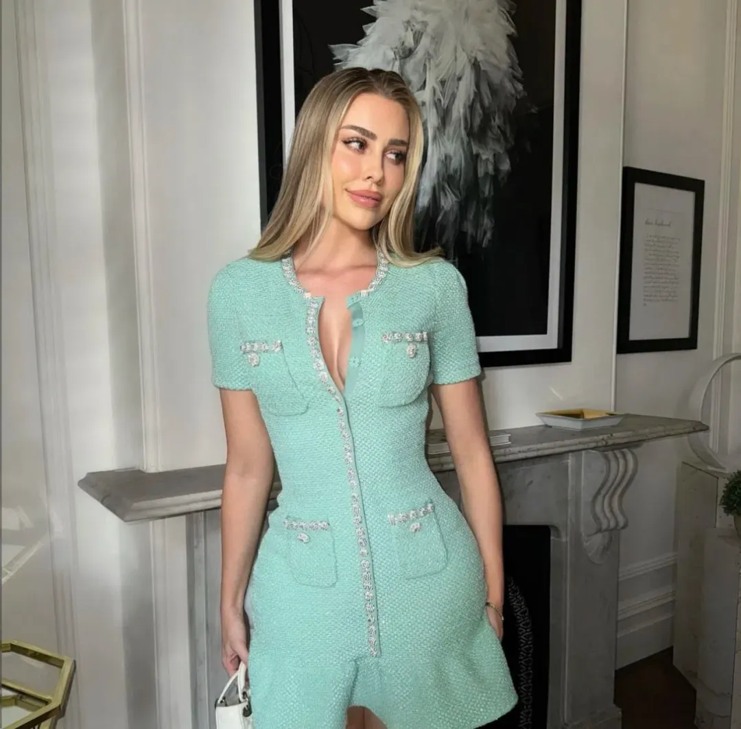 Self Portrait Embellished Mini Dress in Mint Size AU 8 for rent on The Volte - main image