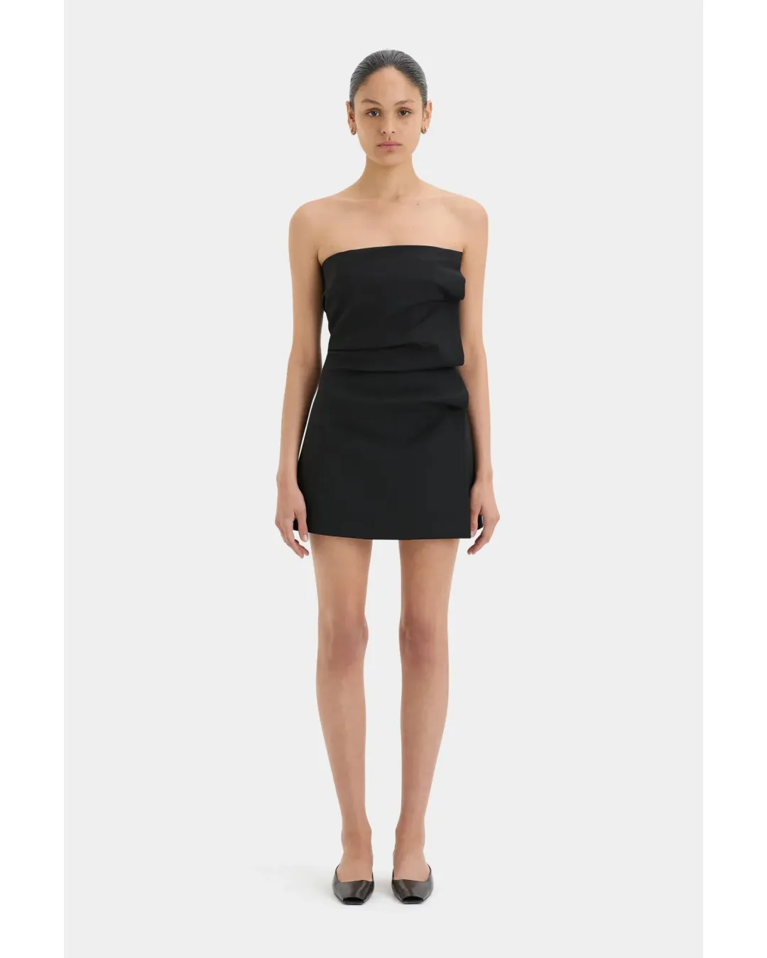 Sir The Label Leonardo Pleated Mini Dress in Black Size AU 10 for rent on The Volte - main image