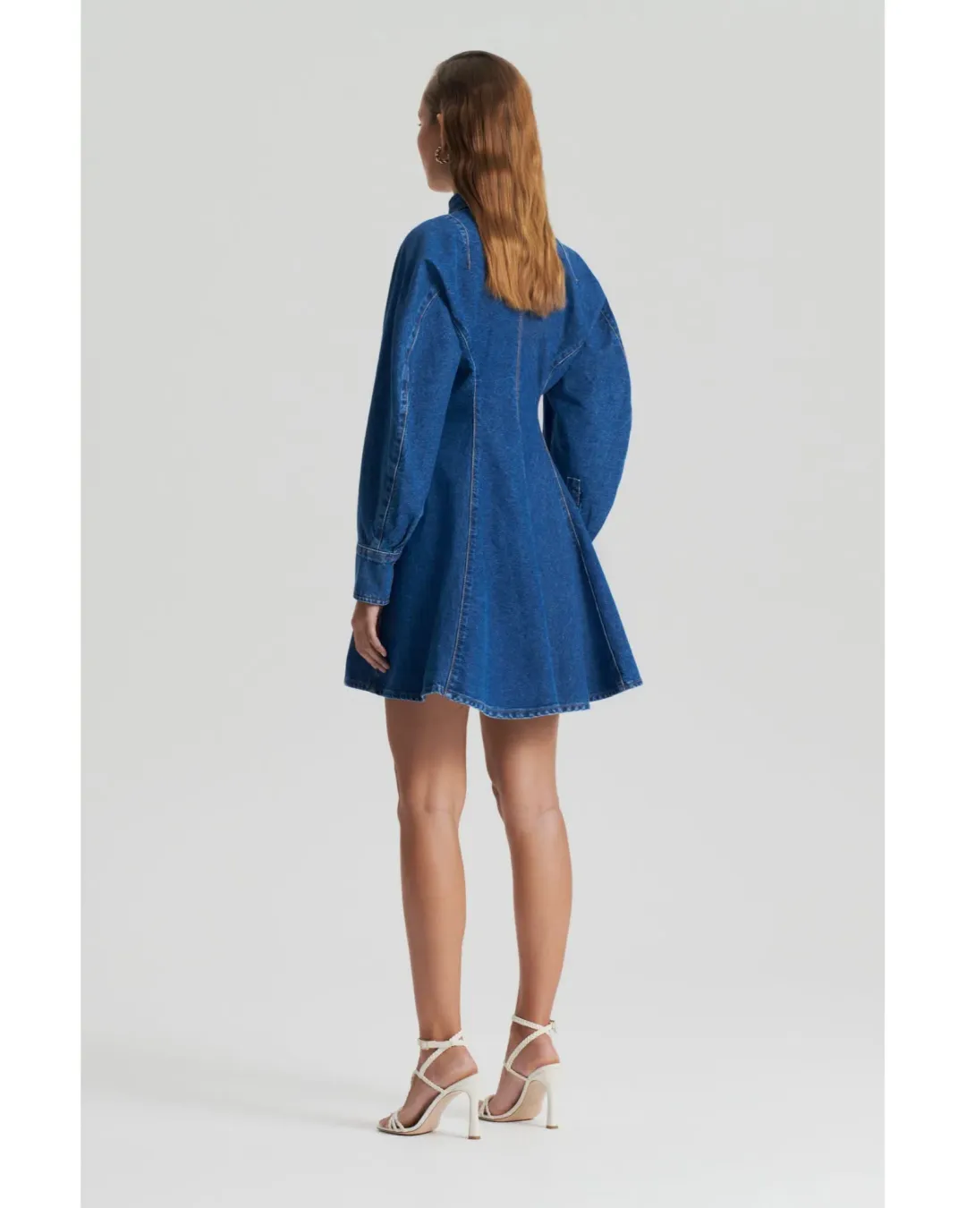 Scanlan Theodore Denim Cocoon Sleeve Mini Dress Blue Size AU 10 for rent on The Volte - main image