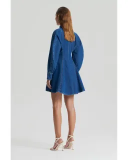 Scanlan Theodore Denim Cocoon Sleeve Mini Dress Blue Size AU 10 for rent on The Volte - image 3