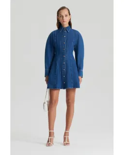 Scanlan Theodore Denim Cocoon Sleeve Mini Dress Blue Size AU 10 for rent on The Volte - image 1