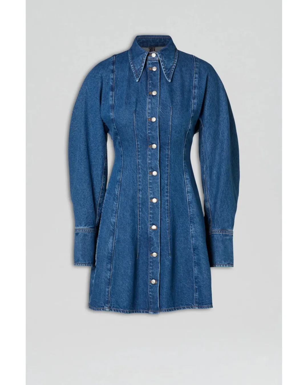 Scanlan Theodore Denim Cocoon Sleeve Mini Dress Blue Size AU 10 for rent on The Volte - main image