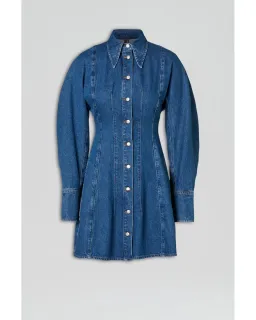 Scanlan Theodore Denim Cocoon Sleeve Mini Dress Blue Size AU 10 for rent on The Volte - image 4