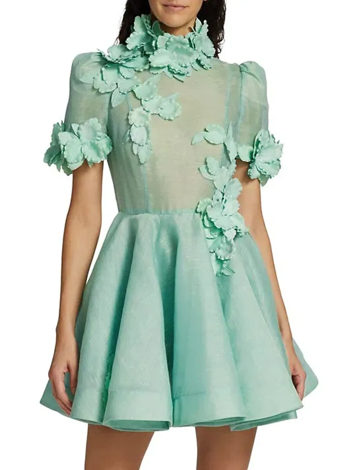 Zimmermann High Tide Lift Off Flower Mini Dress Green Size 0p /4 to 6 - Image 2