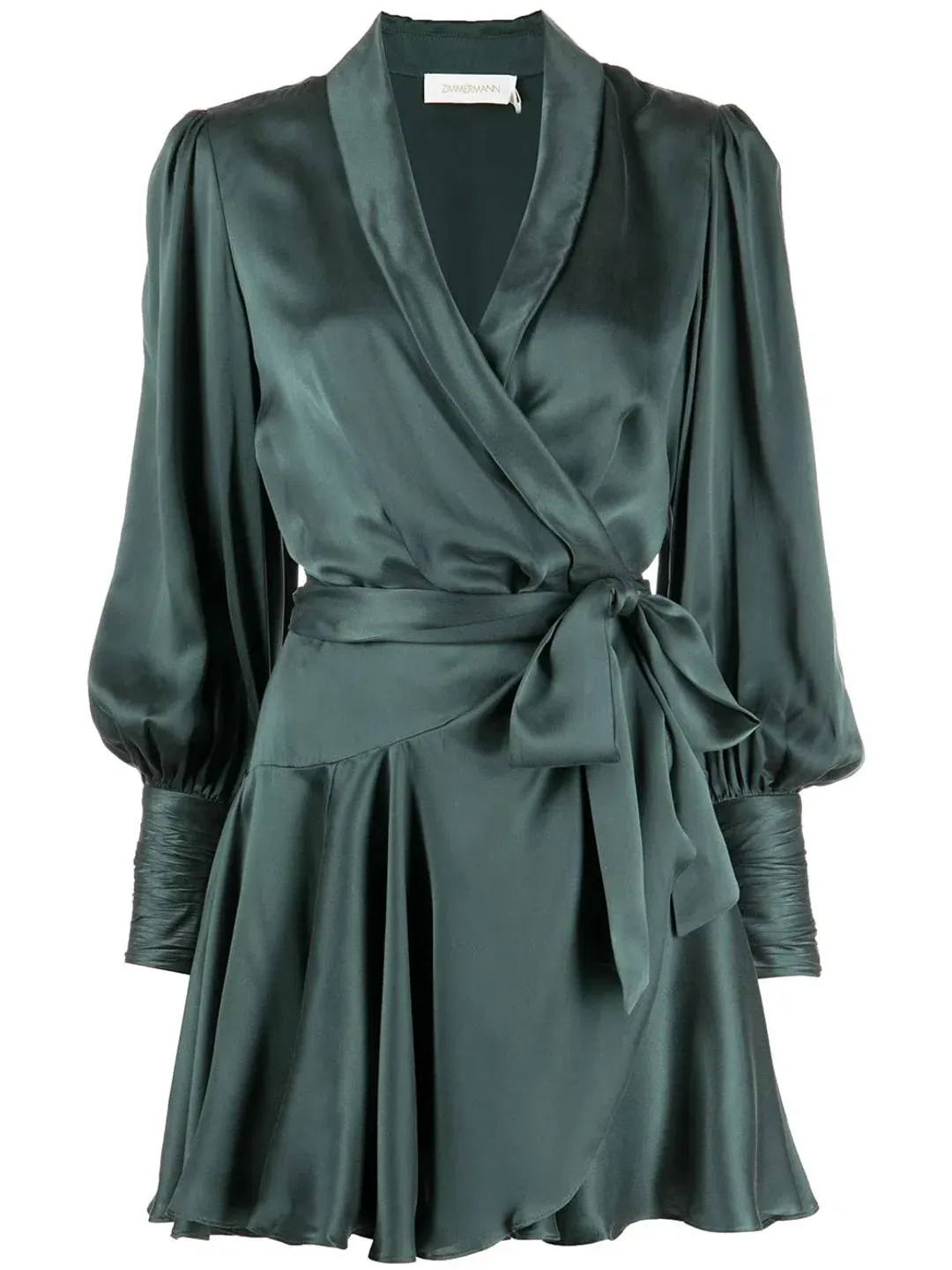 Zimmermann Silk Wrap Mini Dress Green Size 0P / AU 6 for rent on The Volte - main image