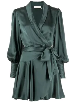 Zimmermann Silk Wrap Mini Dress Green Size 0P / AU 6 for rent on The Volte - image 5