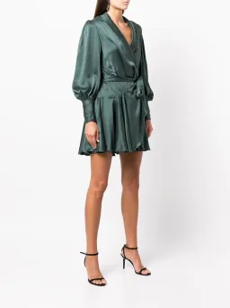 Zimmermann Silk Wrap Mini Dress Green Size 0P / AU 6 for rent on The Volte - image 2