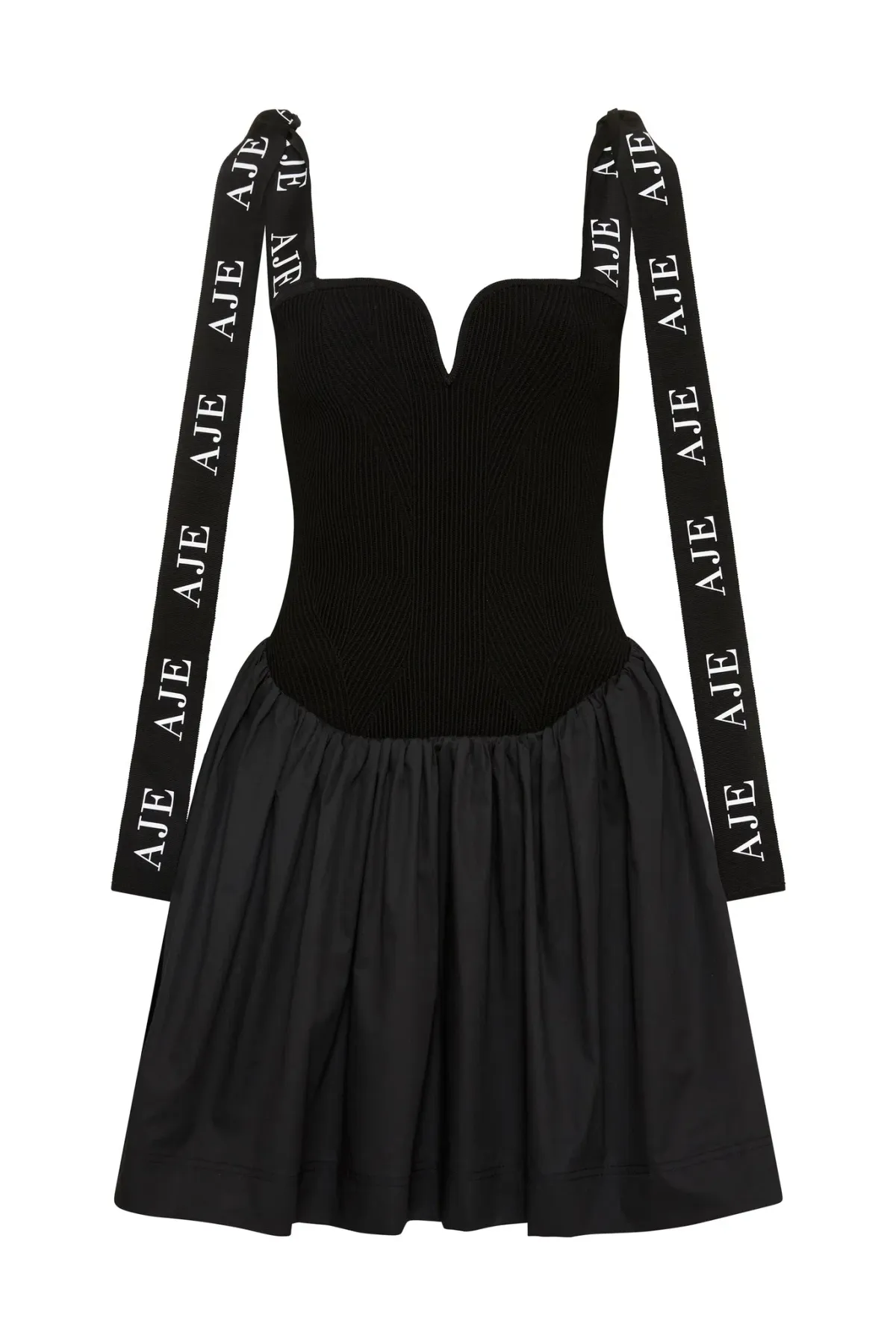 Aje Mira Logo Strap Tulip Mini Dress Black Size 8 - Image 4