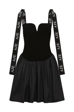Aje Mira Logo Strap Tulip Mini Dress Black Size 8 for rent on The Volte - image 4