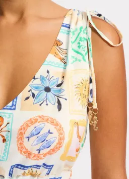 Seafolly Wish You Were Here Crop Top & Maxi Skirt Set in Atoll Blue Multi Size XS / AU 6 for rent on The Volte - image 4