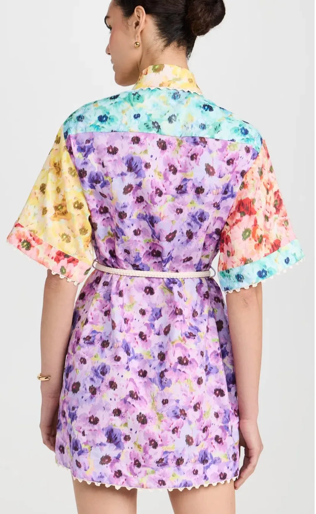 Zimmermann Lightburst Trimmed Shirt Mini Dress Spliced Size 0 / AU 8 for rent on The Volte - main image