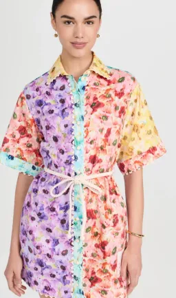 Zimmermann Lightburst Trimmed Shirt Mini Dress Spliced Size 0 / AU 8 for rent on The Volte - image 2