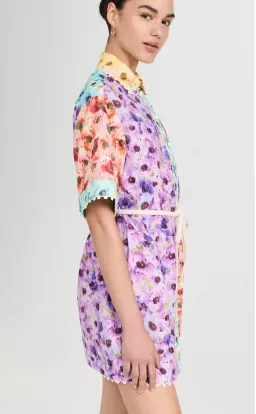 Zimmermann Lightburst Trimmed Shirt Mini Dress Spliced Size 0 / AU 8 for rent on The Volte - image 4