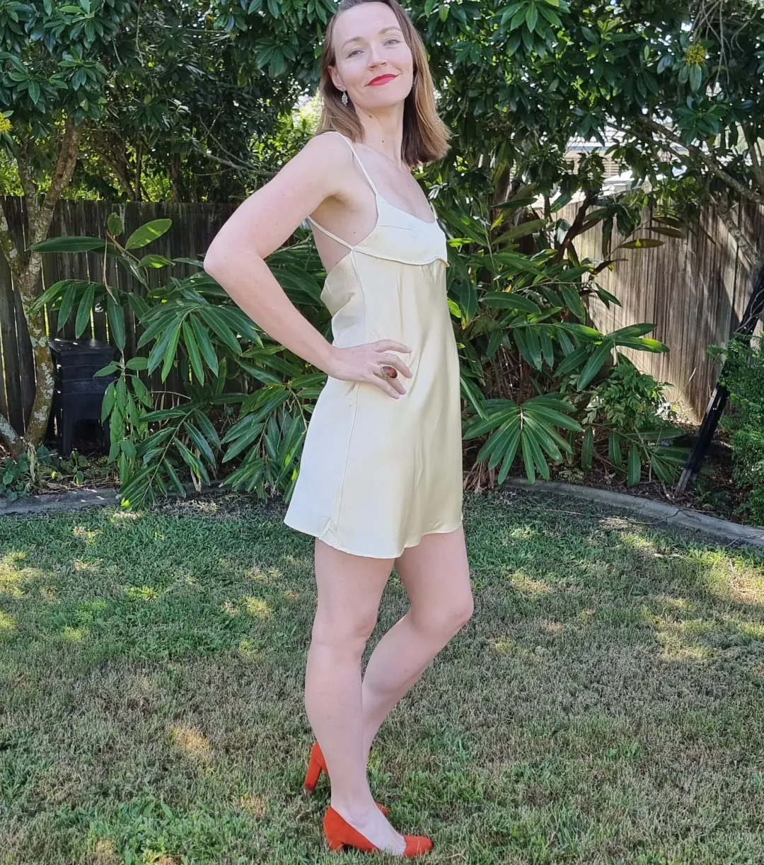 Dissh Greta Satin Mini Dress in Soft Yellow Size 14 for rent on The Volte - main image