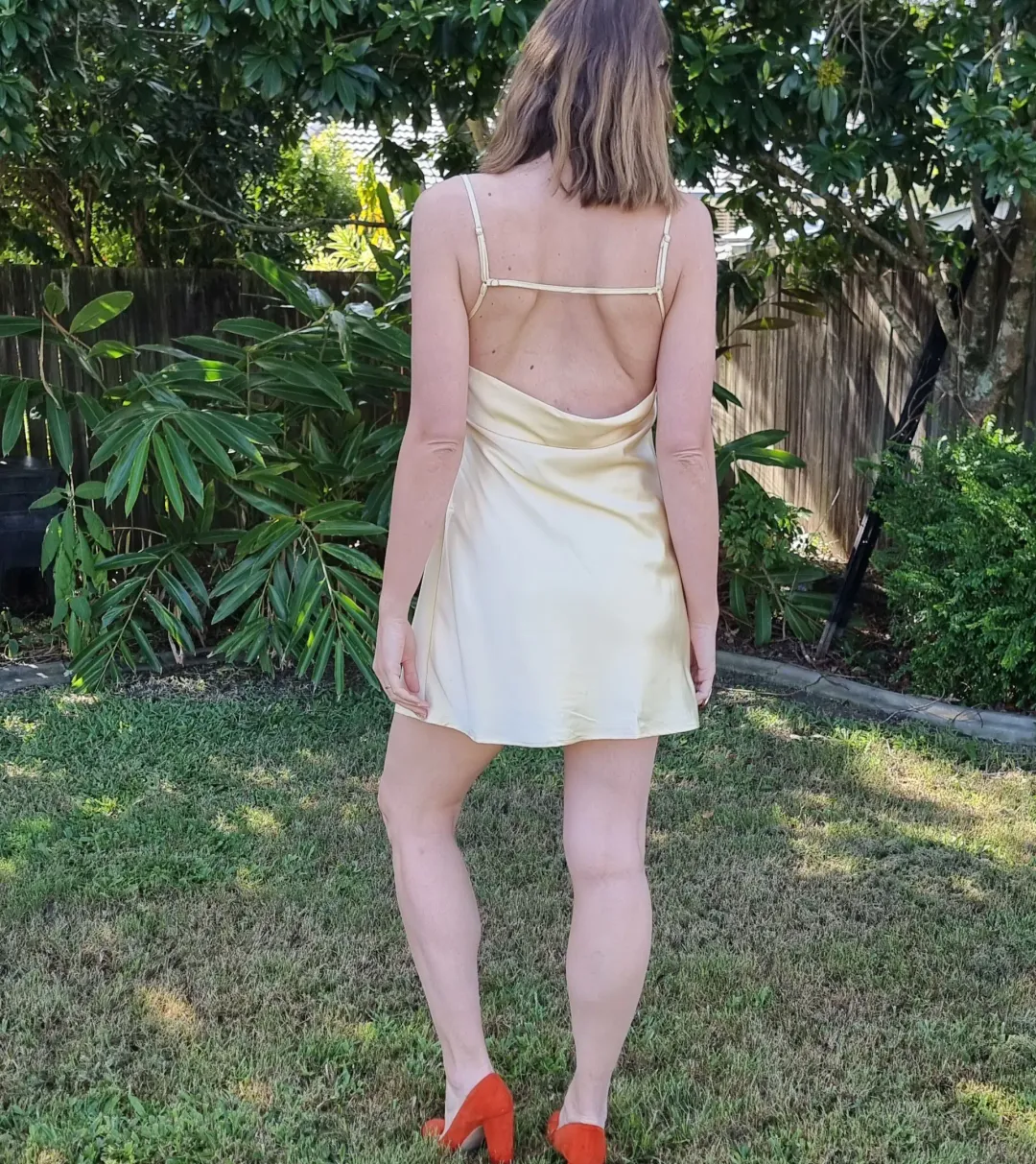 Dissh Greta Satin Mini Dress in Soft Yellow Size 14 for rent on The Volte - main image