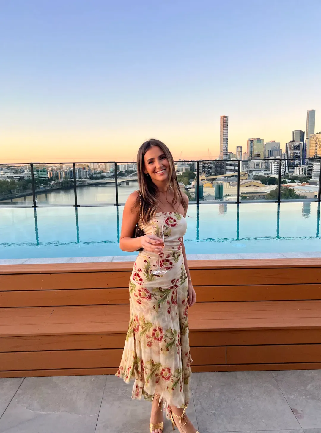 Bec & Bridge Monette Asym Strapless Maxi Dress Floral Size 6 for rent on The Volte - main image