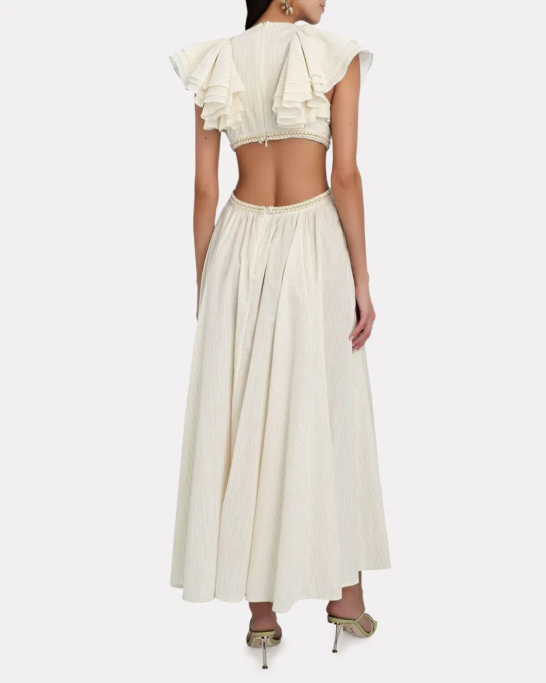 Zimmermann Anneke Cut Out Ruffle Dress Ivory Size 0 / AU 8 for rent on The Volte - main image