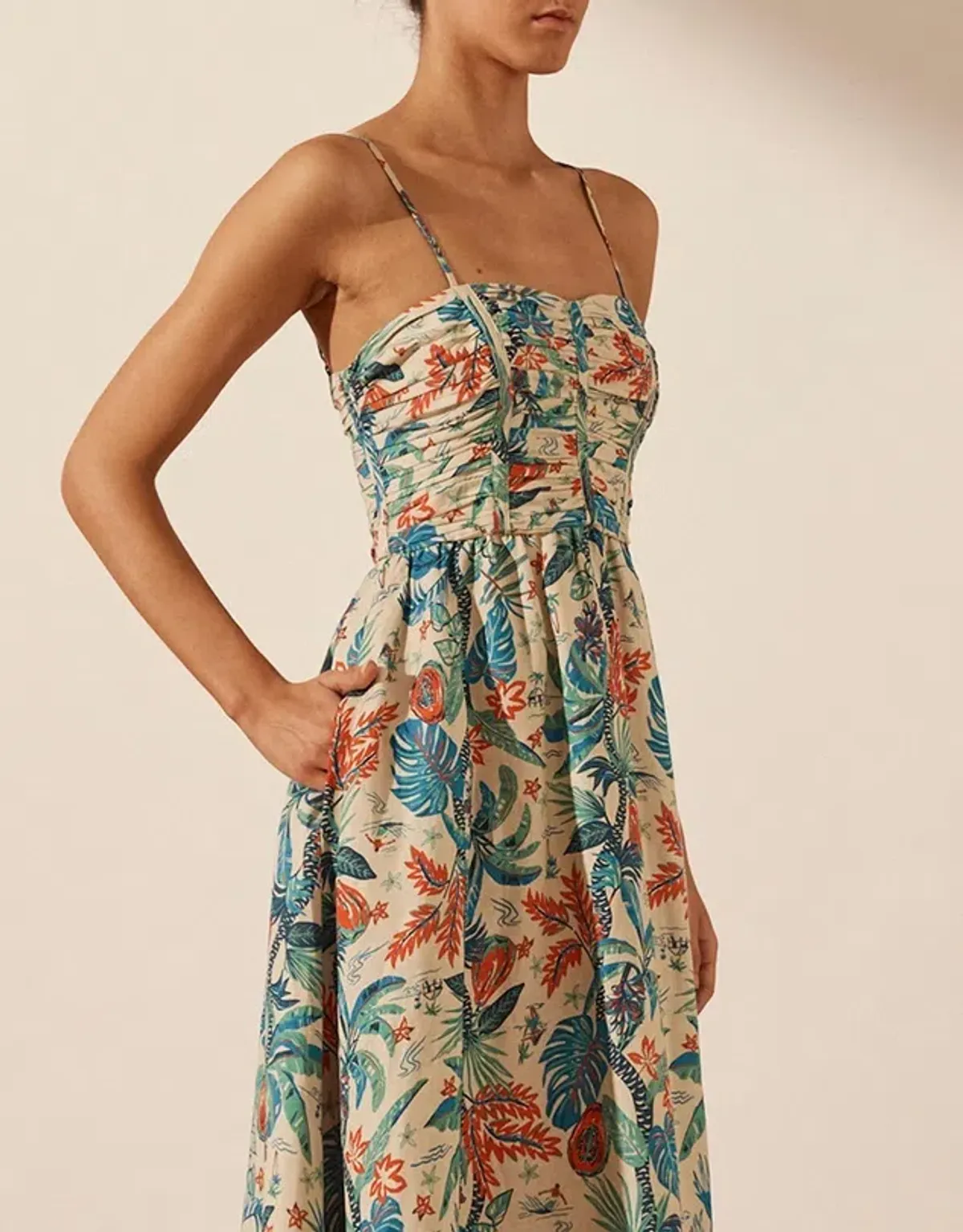 Shona Joy Mahalo Ruched Panel Midi Dress; size 12 - Image 2