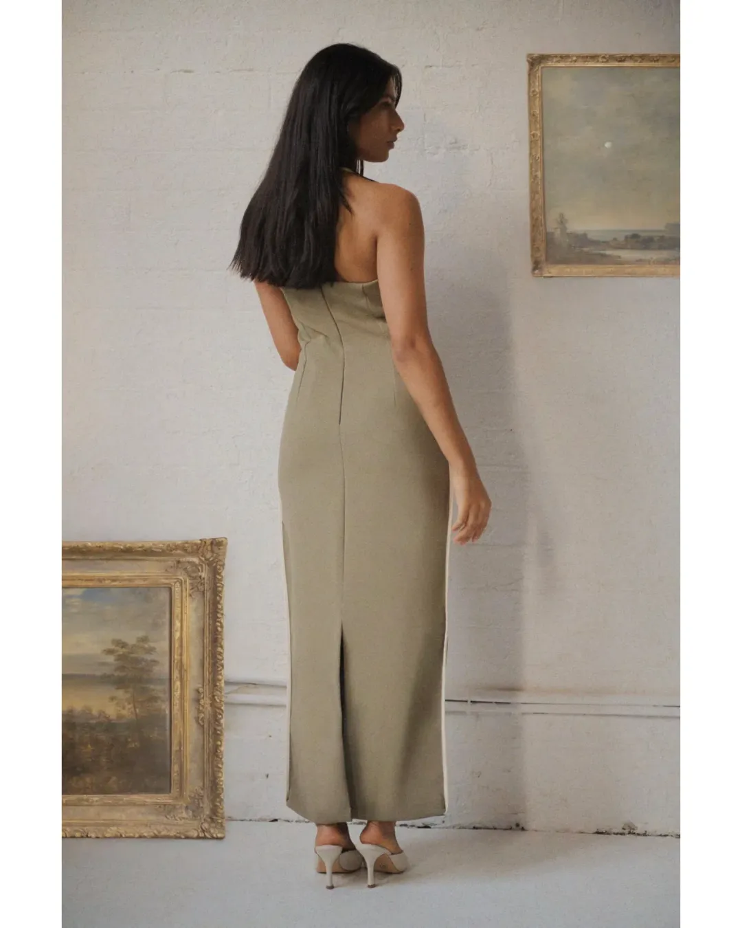 Paris Georgia Nassia Dress Khaki Size AU 12 for rent on The Volte - main image