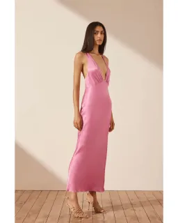 Shona Joy Arienzo Plunge Cross Back Dress Pink Size AU 8 for rent on The Volte - image 2