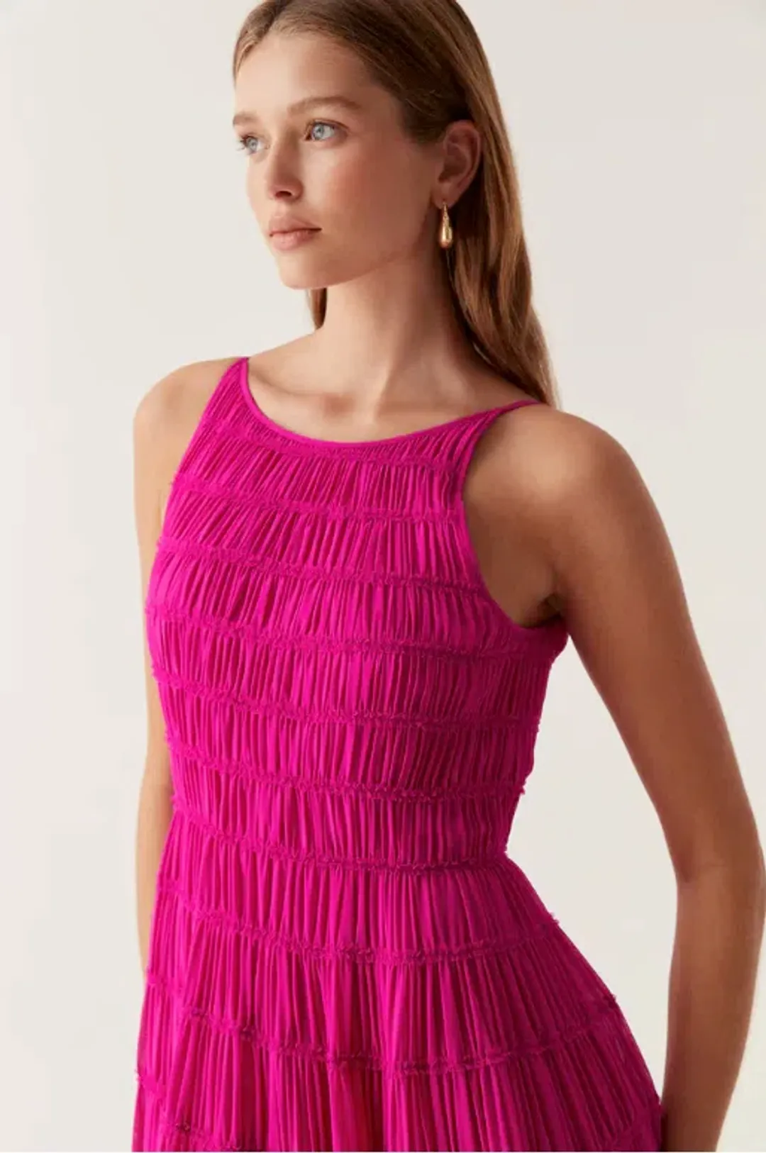 Aje Rosewood Ruched Maxi Dress Magenta Size AU 14 for rent on The Volte - main image