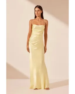 Shona Joy La Lune Lace Back Maxi Dress Yellow Size XXS / AU 4 for rent on The Volte - image 1