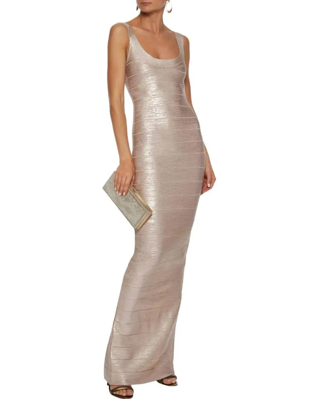 Herve Leger Bandage Gown Scoop Rose Gold Size AU XXS / AU 4 for rent on The Volte - main image