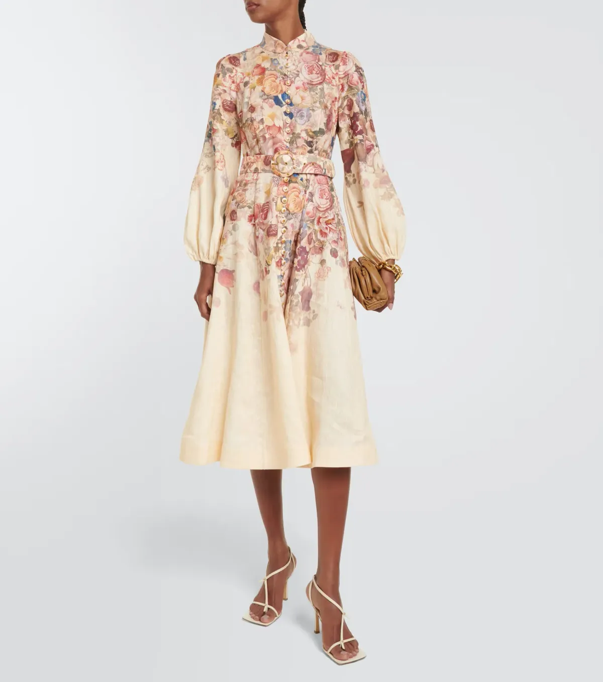 Zimmermann Luminosity Buttoned Midi Dress in Morisot Cream Floral Print Size 0 / AU 8 - Image 1