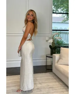 Deconduarte Astor Maxi Dress Glitter Ivory Size M / AU 10 for rent on The Volte - image 3