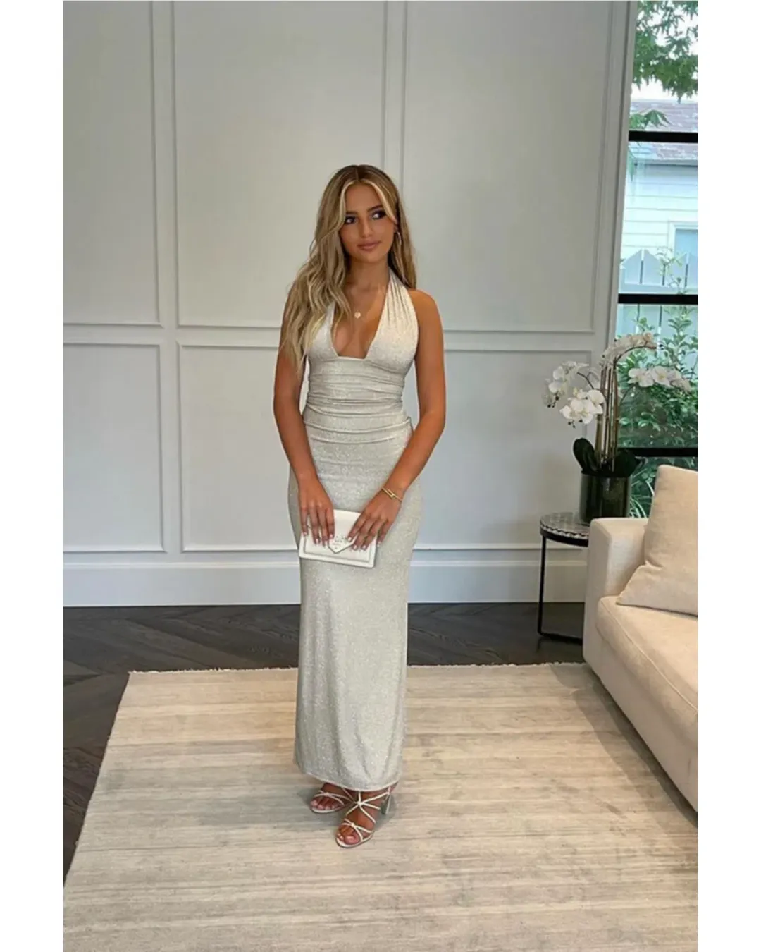 Deconduarte Astor Maxi Dress Glitter Ivory Size M / AU 10 for rent on The Volte - main image