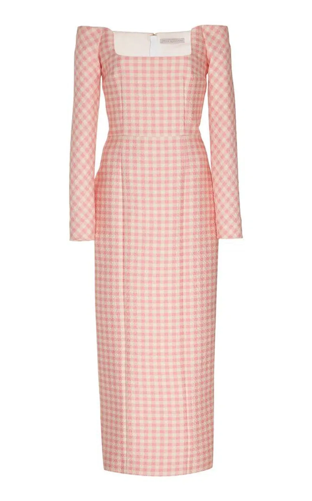 Emilia Wickstead Birch Midi Dress Pink Gingham Size 6 for rent on The Volte - main image