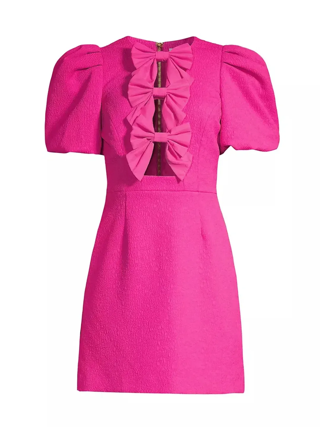 Rebecca Vallance Cecily Bow Mini Dress Hot Pink Size 10 for rent on The Volte - main image