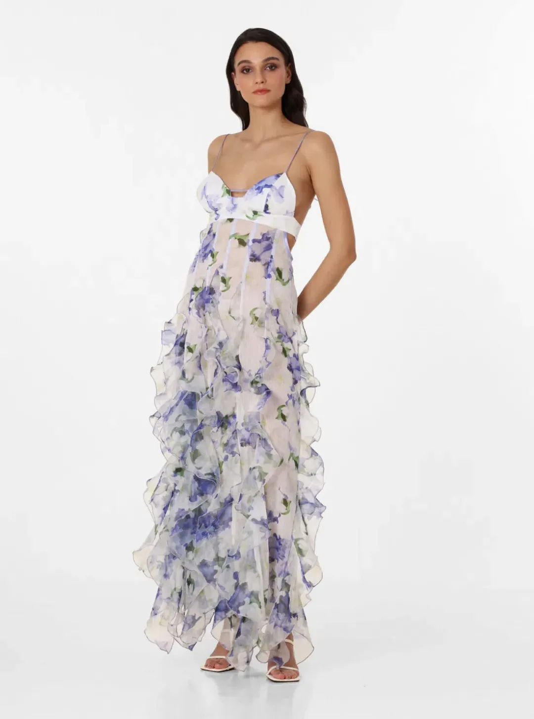 Menti Santorini Iris Flower Maxi Dress Floral Size S / AU 8 for rent on The Volte - main image
