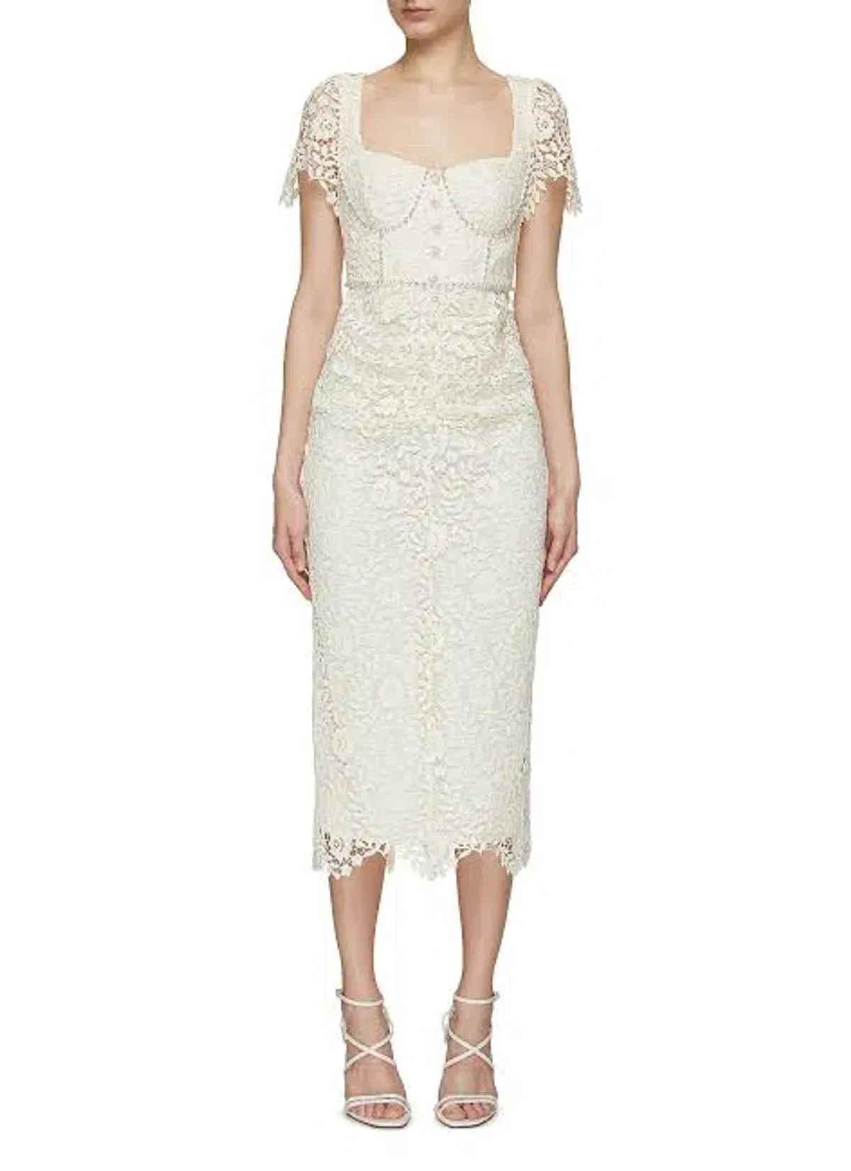 Cream Rose Lace Midi Dress - Image 6