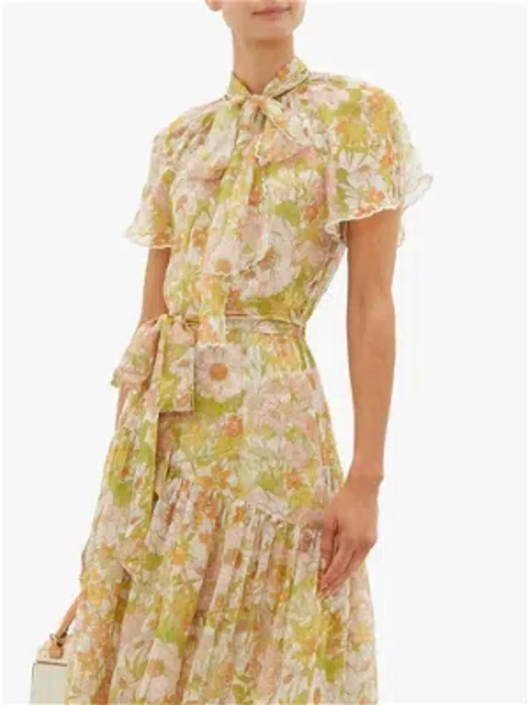 Zimmermann Super Eight Floral-print Silk-chiffon Dress - Pink Multi for rent on The Volte - main image