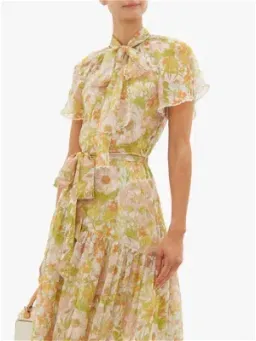 Zimmermann Super Eight Floral-print Silk-chiffon Dress - Pink Multi for rent on The Volte - image 2