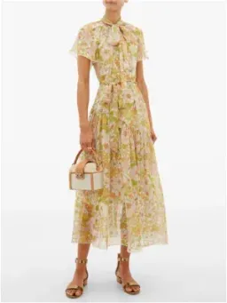 Zimmermann Super Eight Floral-print Silk-chiffon Dress - Pink Multi for rent on The Volte - image 1