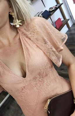 Stevie May peach lace midi dress for rent on The Volte - image 3