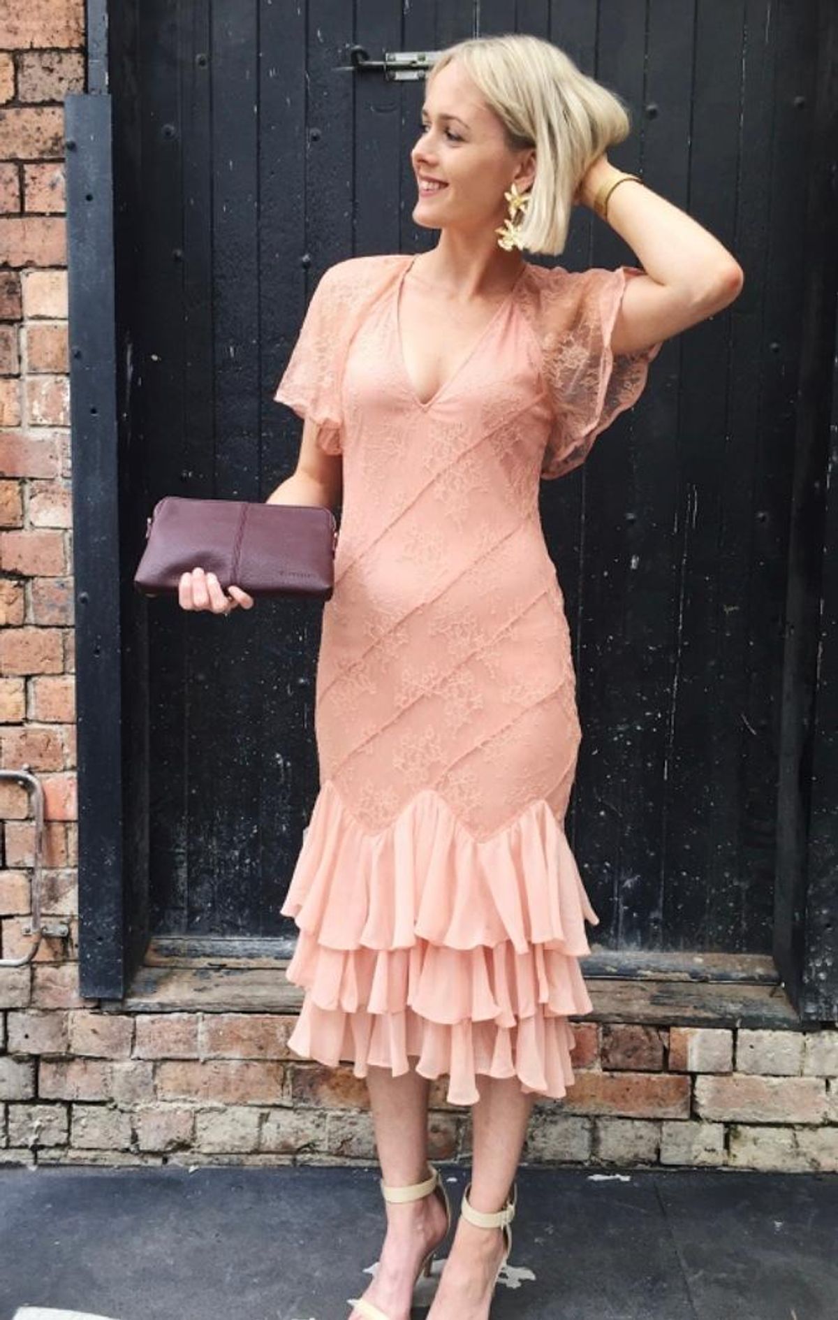 Stevie May peach lace midi dress - Image 1